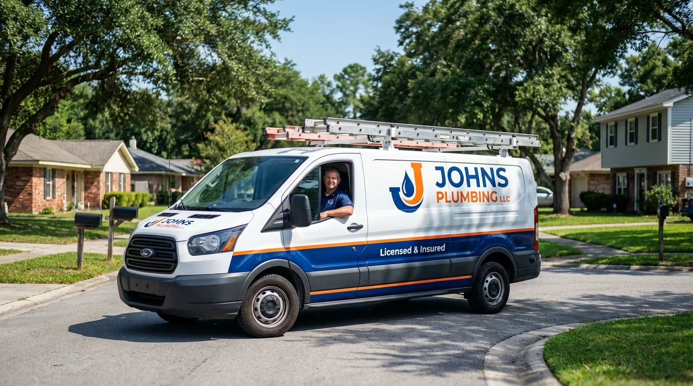 Johns Plumbing LLC service van in Prairie du Sac, WI