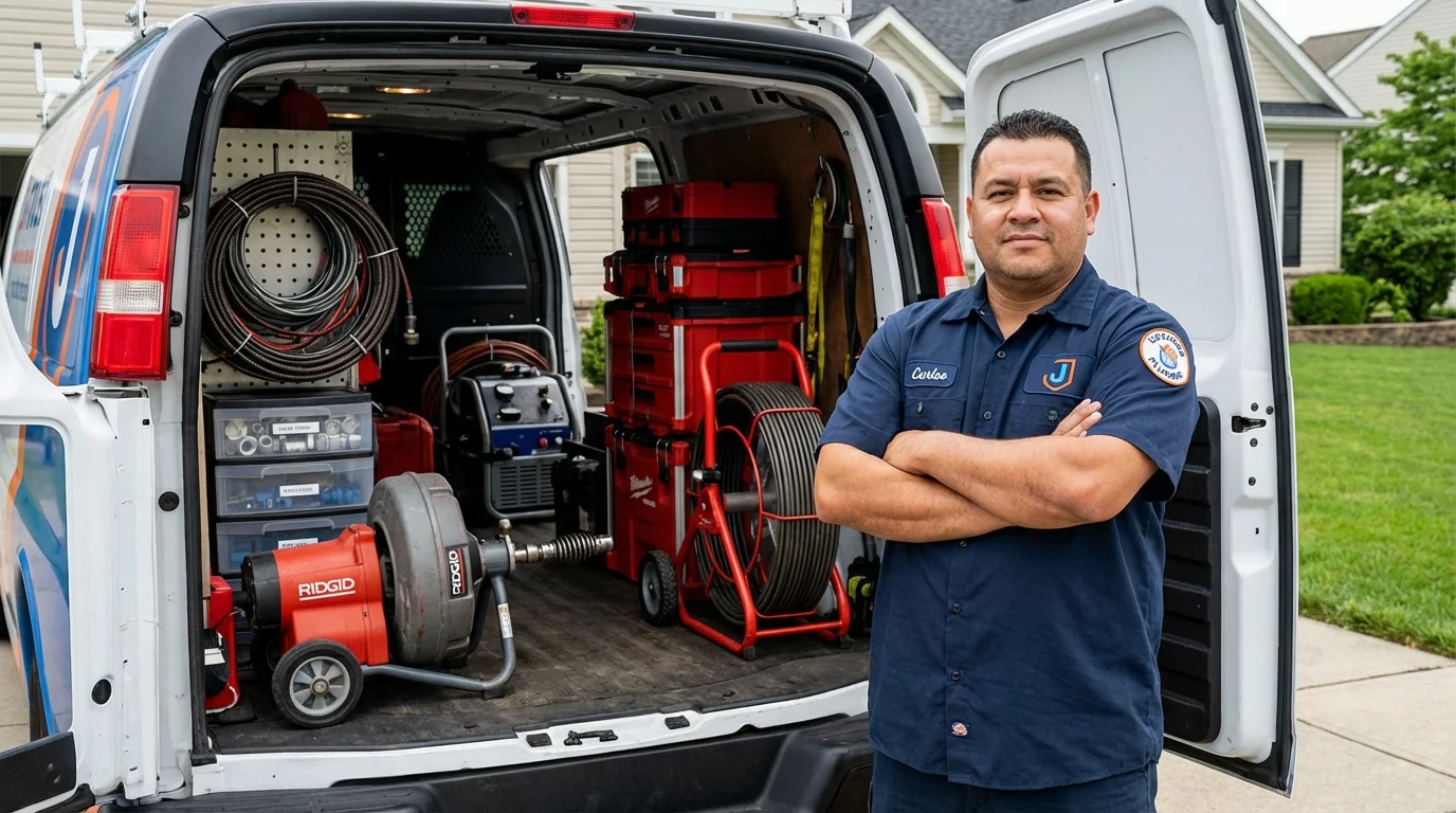 Professional drain cleaning equipment and Johns Plumbing LLC plumber in Prairie du Sac