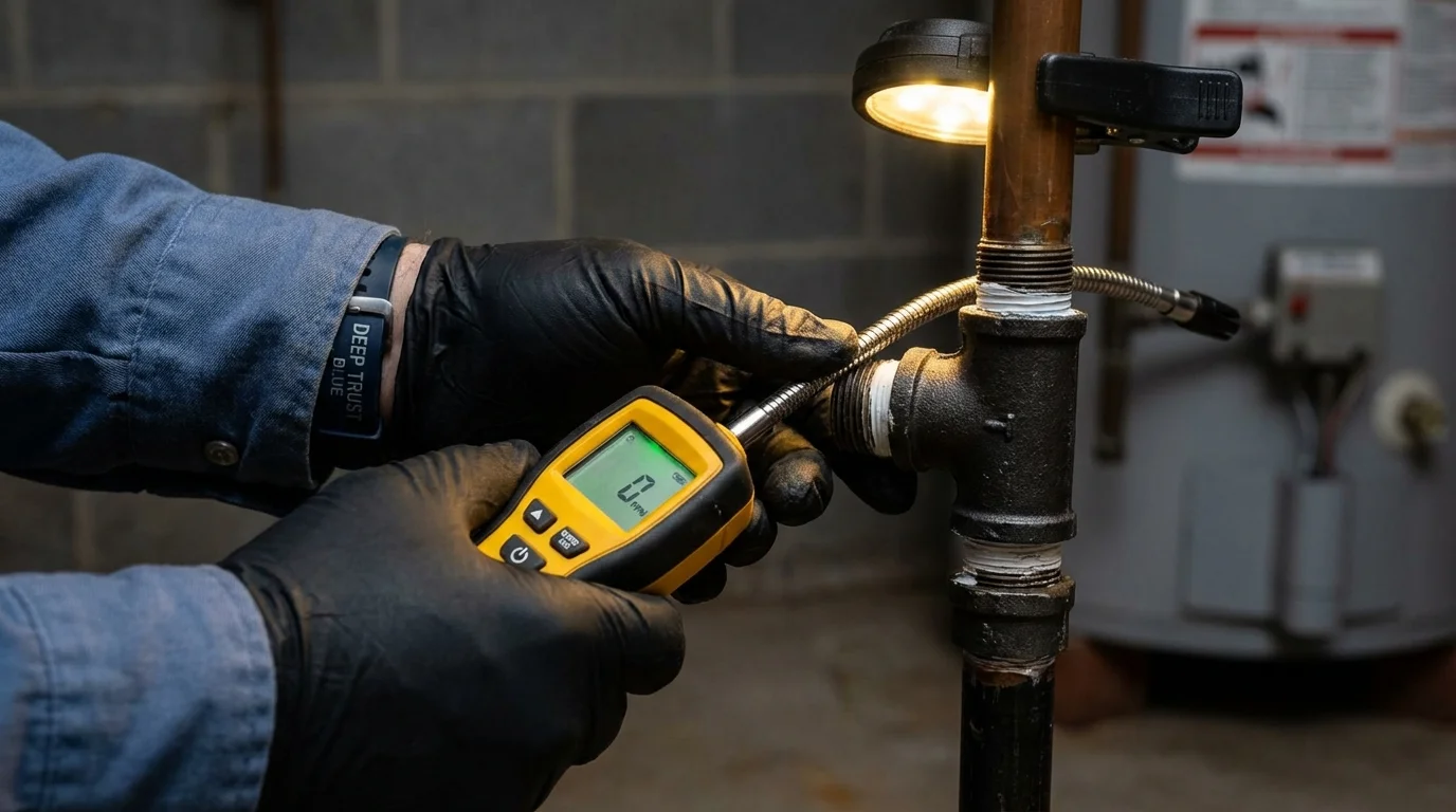 Gas leak detection with electronic sniffer by Johns Plumbing LLC in Prairie du Sac