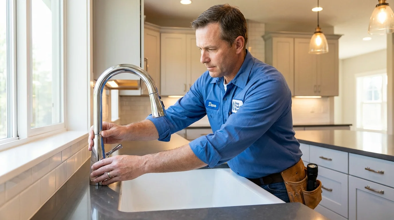 Kitchen faucet installation by Johns Plumbing LLC in Prairie du Sac