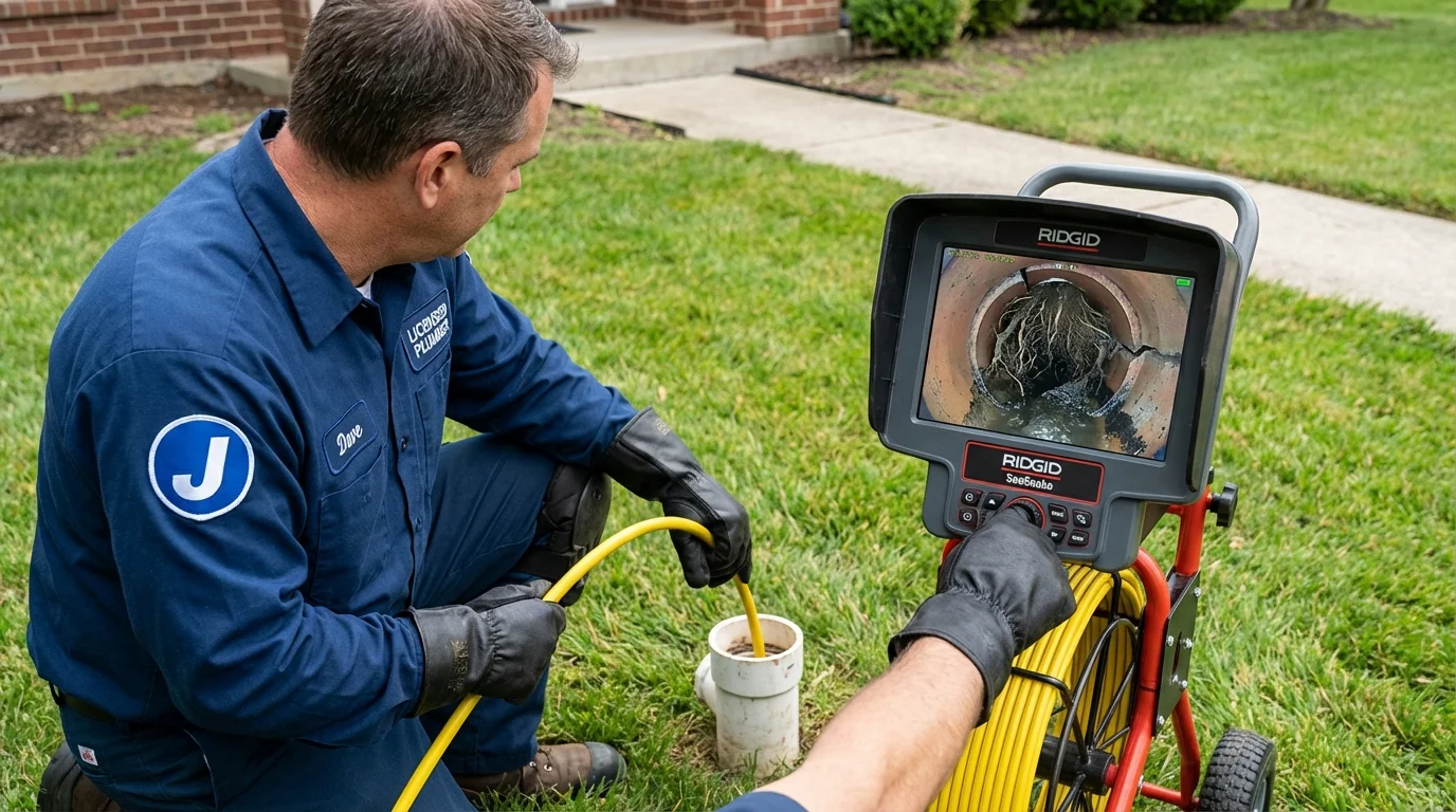 Sewer camera inspection being performed by Johns Plumbing LLC in Prairie du Sac