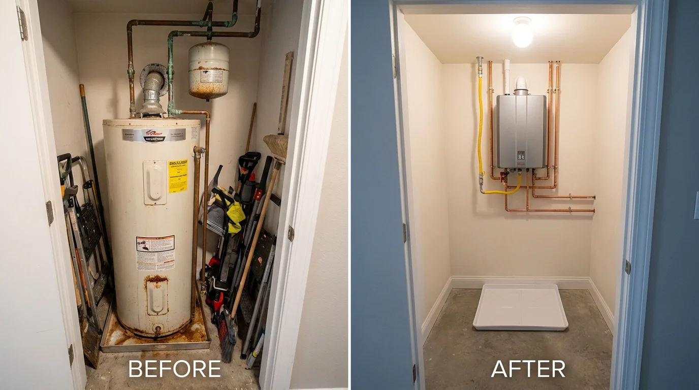 Tank water heater versus wall-mounted tankless unit comparison for Prairie du Sac, WI homeowners